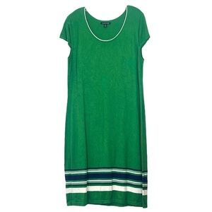 41 Hawthorn Green‎ Short Sleeve Midi Dress With White & Navy Strip Detail XXL